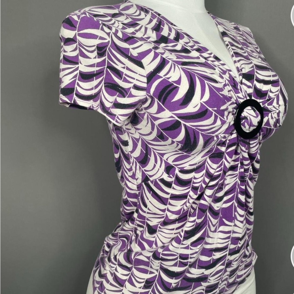 Josephine Chaus Purple and White Patterned Blouse